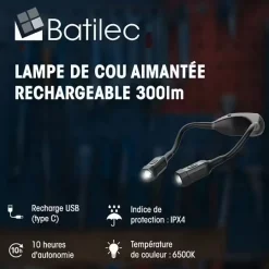 Lampe de cou LED rechargeable et aimantée BATILEC