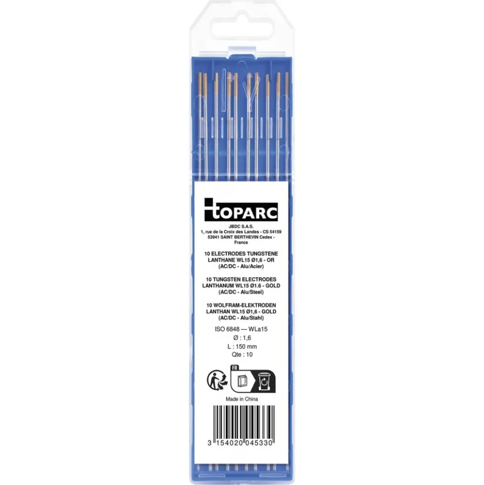 Électrodes tungstène lanthane WL15 - or (AC/DC) - par 10 GYS