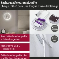 Liseuse LED rechargeable avec bras pivotant - gradable - Miora PAULMANN