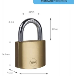 Lot de 4 cadenas laiton s'entrouvrant - 40 mm - 4 clés incluses YALE