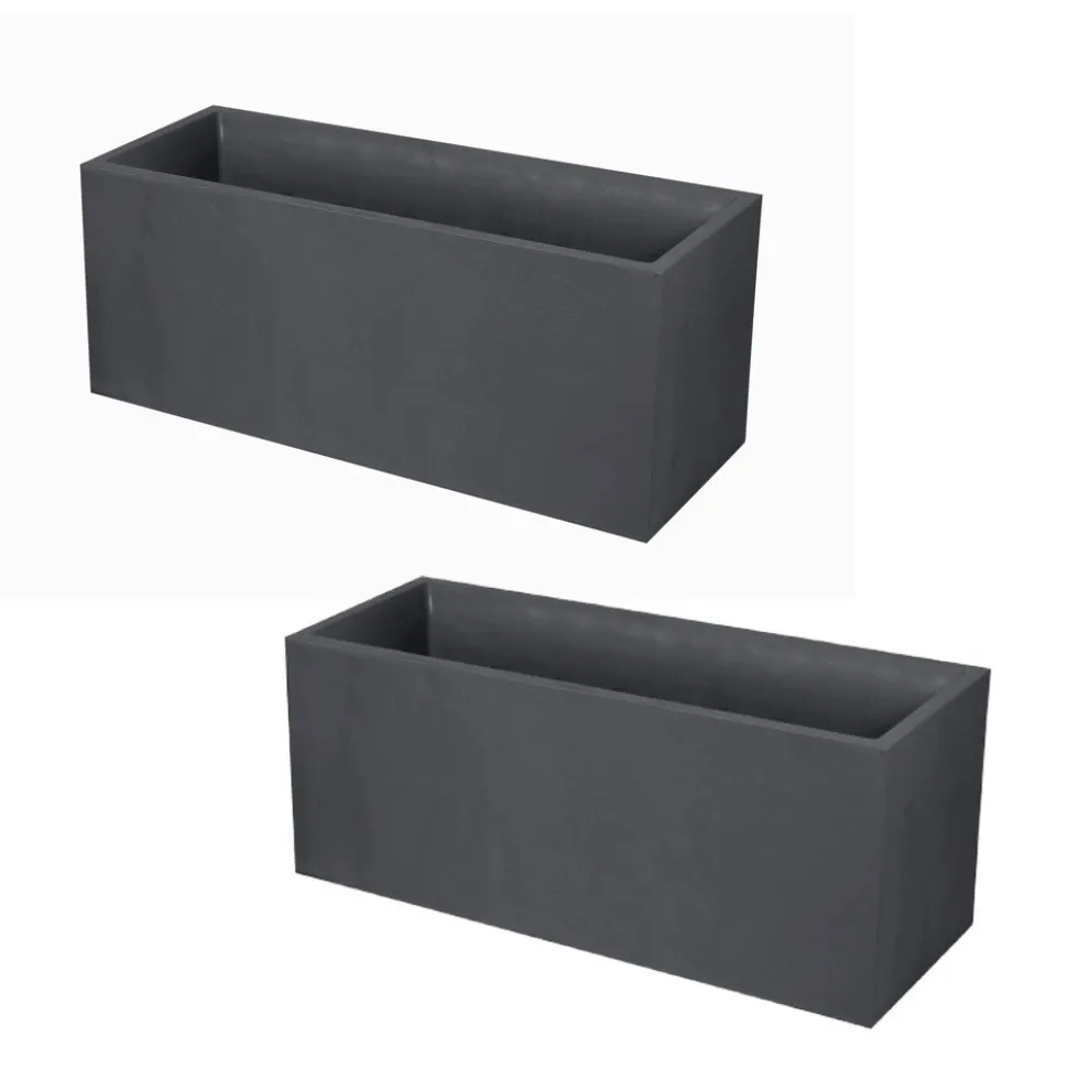 Lot de 2 Jardinières VOLCANIA – 98 L Gris anthracite 13731 EDA PLASTIQUES