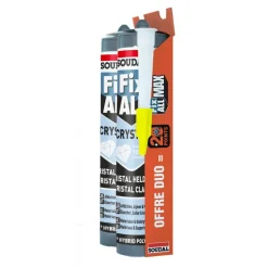Lot de 2 mastic-colles Fix All Crystal - 2 cartouches 290 ml + canule SOUDAL