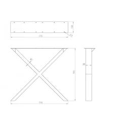 Lot de 2 pieds de table en X en acier noir mat - style industriel Interges