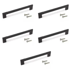 Lot de 5 poignées pour meubles Sofia - aluminium - peint en noir EMUCA