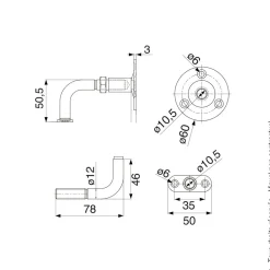 Lot de 10 support de rampe à visser coudés réglables - zingué blanc TORBEL