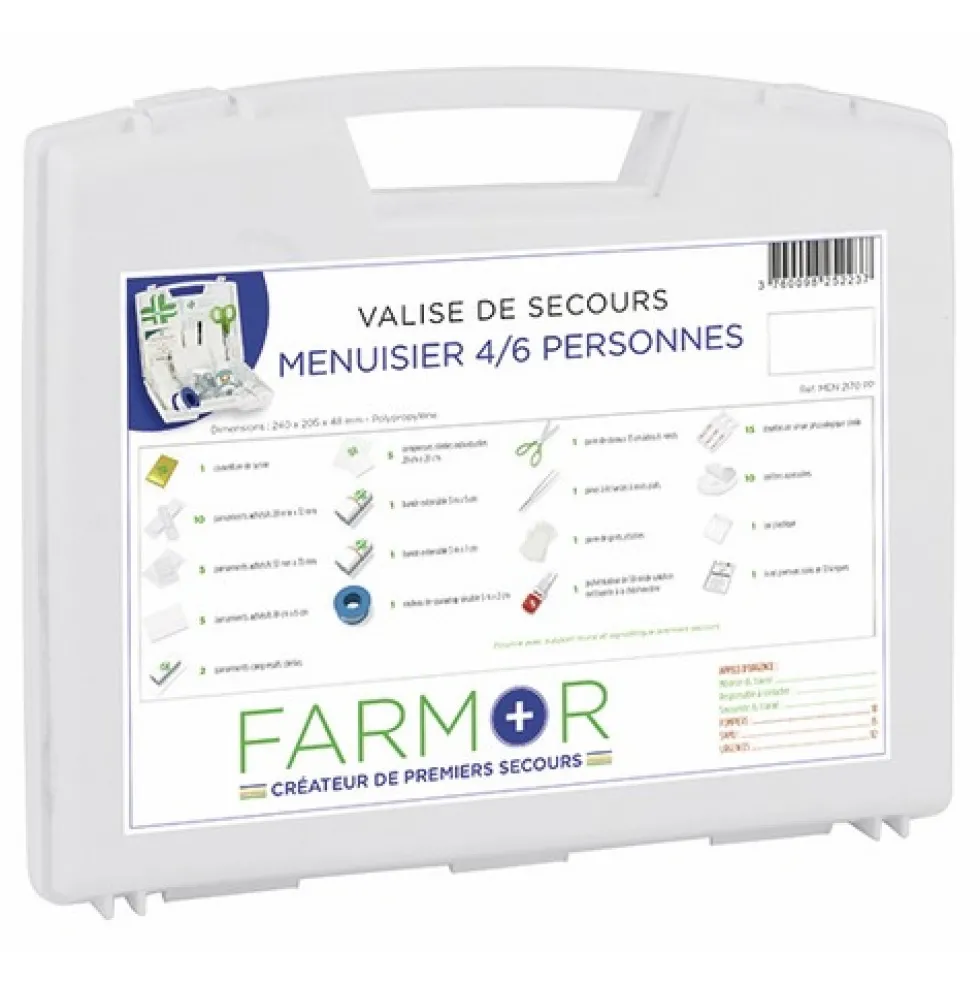 Mallette de secours - accidents type "menuisier" - 4/6 personnes FARMOR