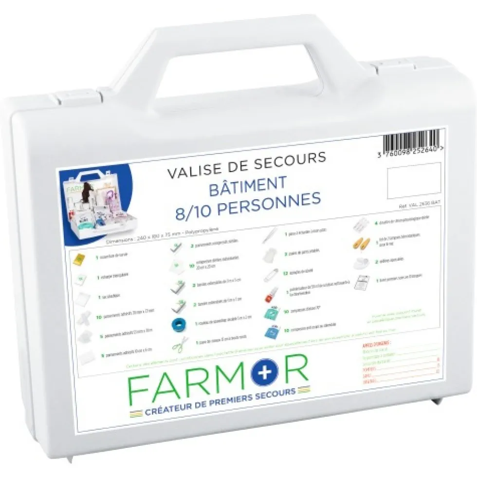 Mallette de secours bâtiment - 8/10 personnes FARMOR