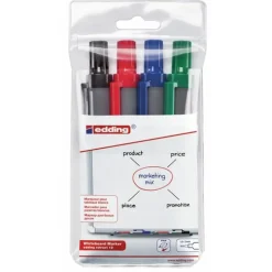 Marqueurs rétractables - pour tableau blanc - assortiment - E-12 EDDING