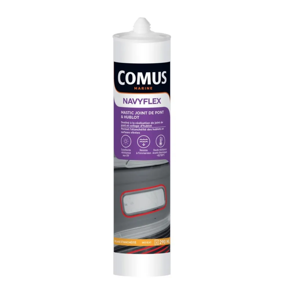 Mastic-colle - joint de pont de bateaux - noir - 290 ml - Navyflex COMUS
