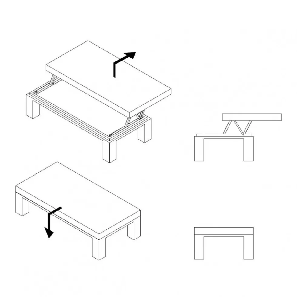Mécanisme de levage pour table basse - charge max 15kg - noir EMUCA