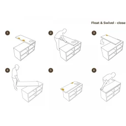 Mécanisme Hynge - Float and Swivel pour plan de travail rotatif sur rails Hynge