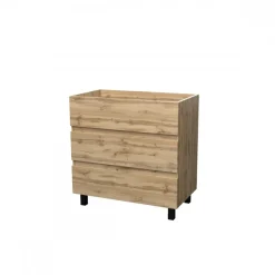 Meuble de salle de bains - 80 cm - 3 tiroirs - avec pieds - Timber AURLANE