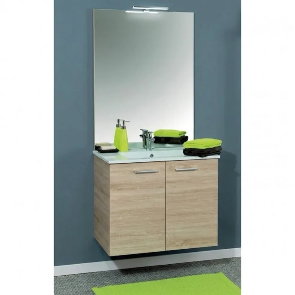 Meuble de salle de bains complet couleur Chêne - largeur 60 cm - Angelo Néova