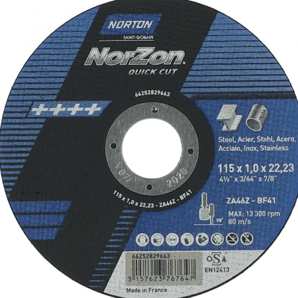 25 meules de tronçonnage à moyeu déporté Norzon Quick Cut - 150x3,20x22,23mm NORTON