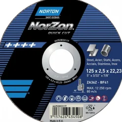 25 meules de tronçonnage à moyeu déporté Norzon Quick Cut - 150x3,20x22,23mm NORTON