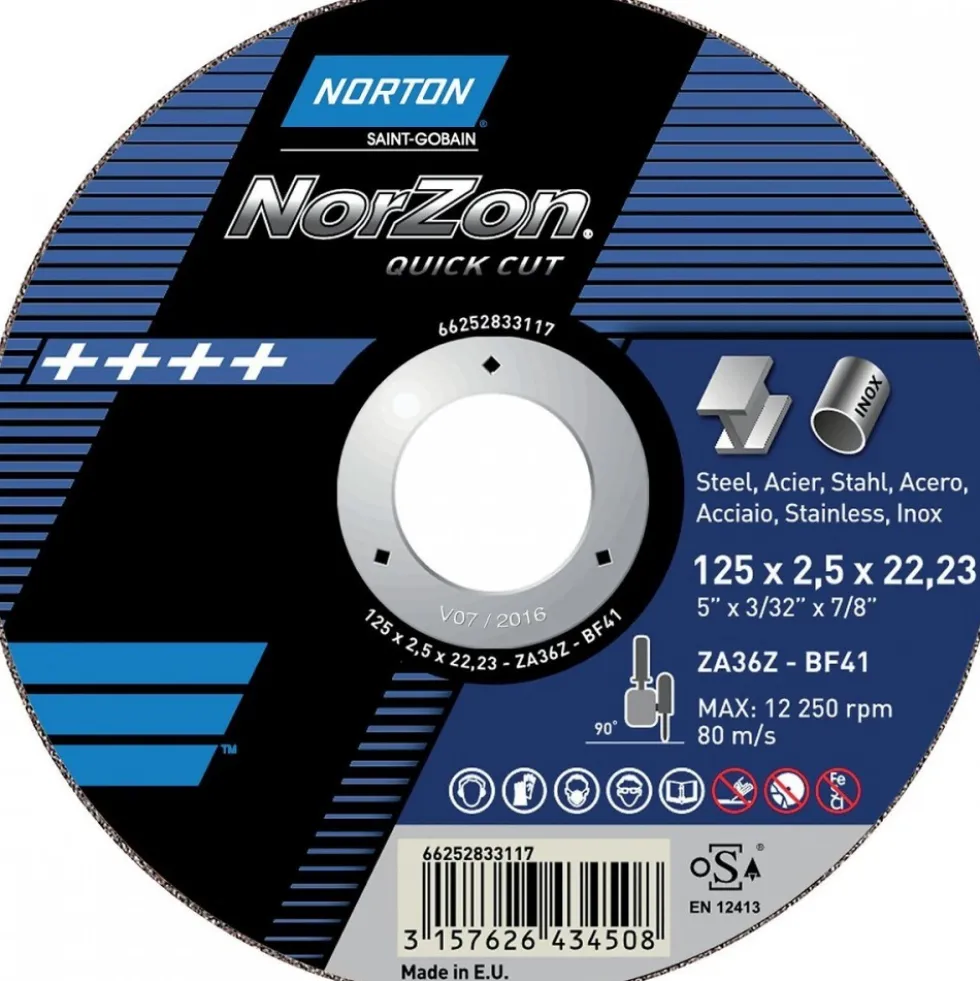 25 meules de tronçonnage à moyeu déporté Norzon Quick Cut - 150x3,20x22,23mm NORTON
