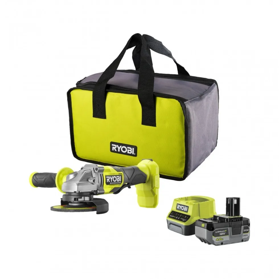 Meuleuse d'angle 125mm 18V ONE+™ Brushless + 1 batterie 4Ah - RAG18BL-1C40SL RYOBI