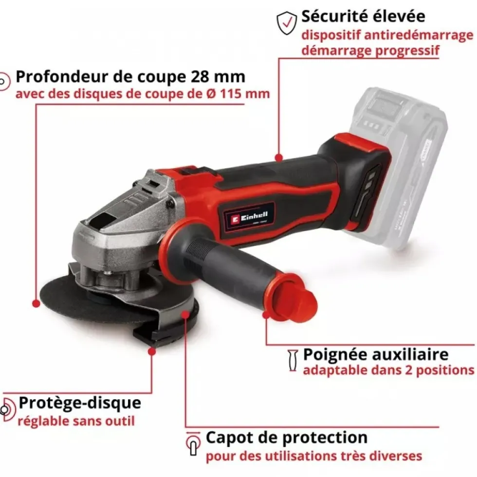 Meuleuse d'angle sans fil TE-AG 18/115-2 Li - Solo - Power X Change EINHELL