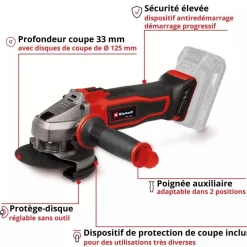 Meuleuse d'angle TE-AG 18/125-2 Li - diamètre 125mm - Solo - Power X-Change EINHELL