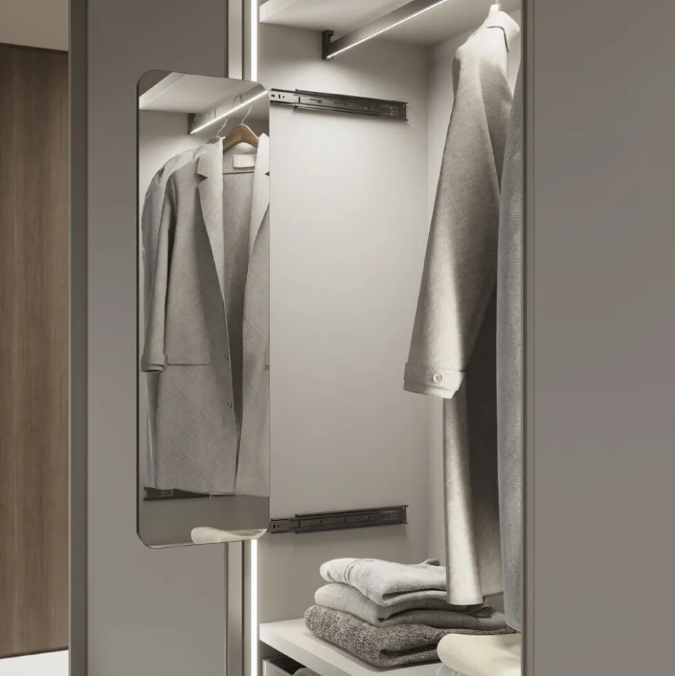 Miroir extractible et pivotant pour dressing Quartz - finition titane EMUCA