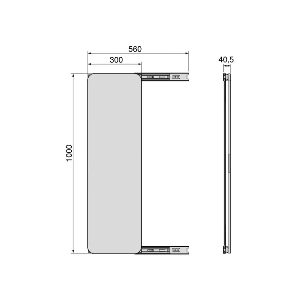 Miroir extractible et pivotant pour dressing Quartz - finition titane EMUCA
