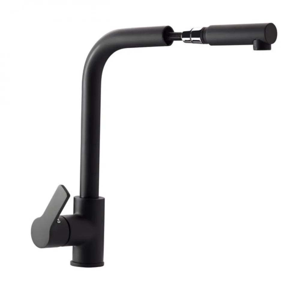 Mitigeur cuisine haut - monotrou - douchette extractible - noir - PRO KRAMER