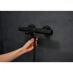 Mitigeur de baignoire thermostatique Ecostat Fine noir HANSGROHE