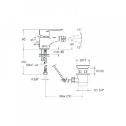 Mitigeur de bidet - point dur - Chromé - S4-15 SIMILAIRE