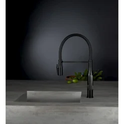 Mitigeur de cuisine avec douchette extractible - noir mat - Loonix PAINI