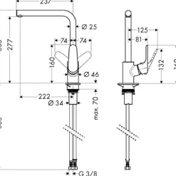 Mitigeur de cuisine à bec L orientable - 1 jet Laminaire - Focus M41 HANSGROHE