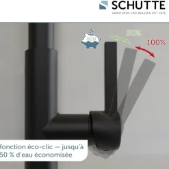 Mitigeur de cuisine noir mat avec flexible soft-touch GLASGOW SCHÜTTE