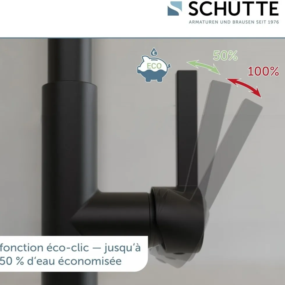 Mitigeur de cuisine noir mat avec flexible soft-touch GLASGOW SCHÜTTE