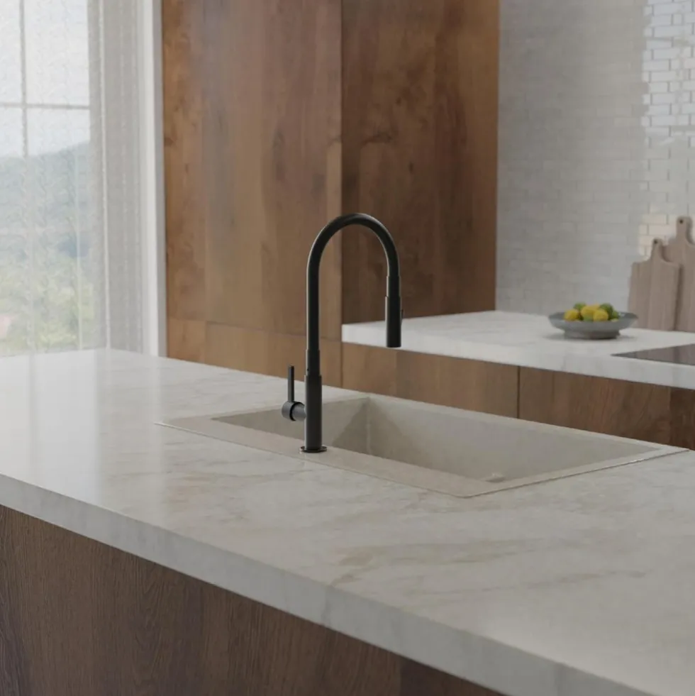 Mitigeur de cuisine noir mat avec flexible soft-touch GLASGOW SCHÜTTE