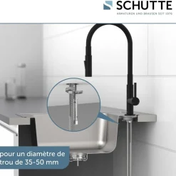 Mitigeur de cuisine noir mat avec flexible soft-touch GLASGOW SCHÜTTE