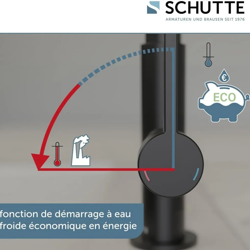 Mitigeur de cuisine noir mat avec flexible soft-touch GLASGOW SCHÜTTE