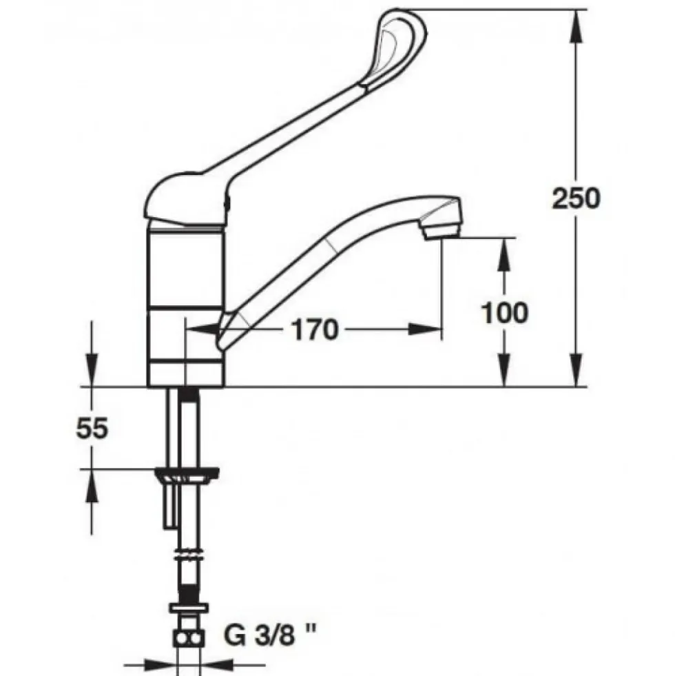 Mitigeur de lavabo hospitalier avec levier médical MODUL'MIX SANIFIRST