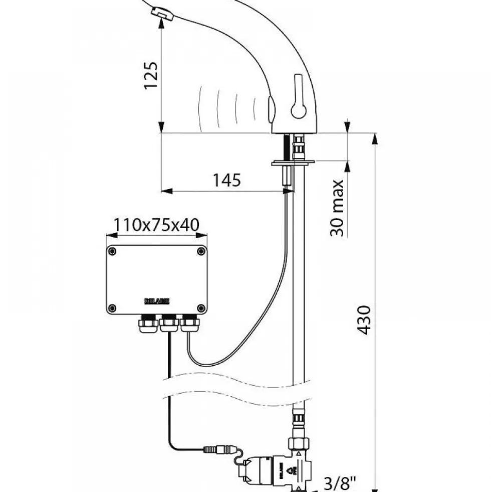 Mitigeur de lavabo électronique - sur plage -Tempomatic Mix 2 DELABIE