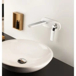 Mitigeur de lavabo mural encastré chromé et blanc Addict PAINI