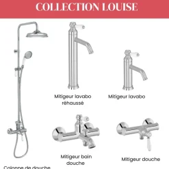 Mitigeur de lavabo réhaussé rétro - chromé - Louise JACOB DELAFON