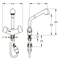 Mitigeur de lavabo thermostatique à douchette extractible Mastermix SANIFIRST