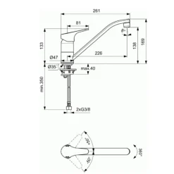 Mitigeur d'évier - bec orientable - Limiteur de débit - Ulysse C3 PORCHER