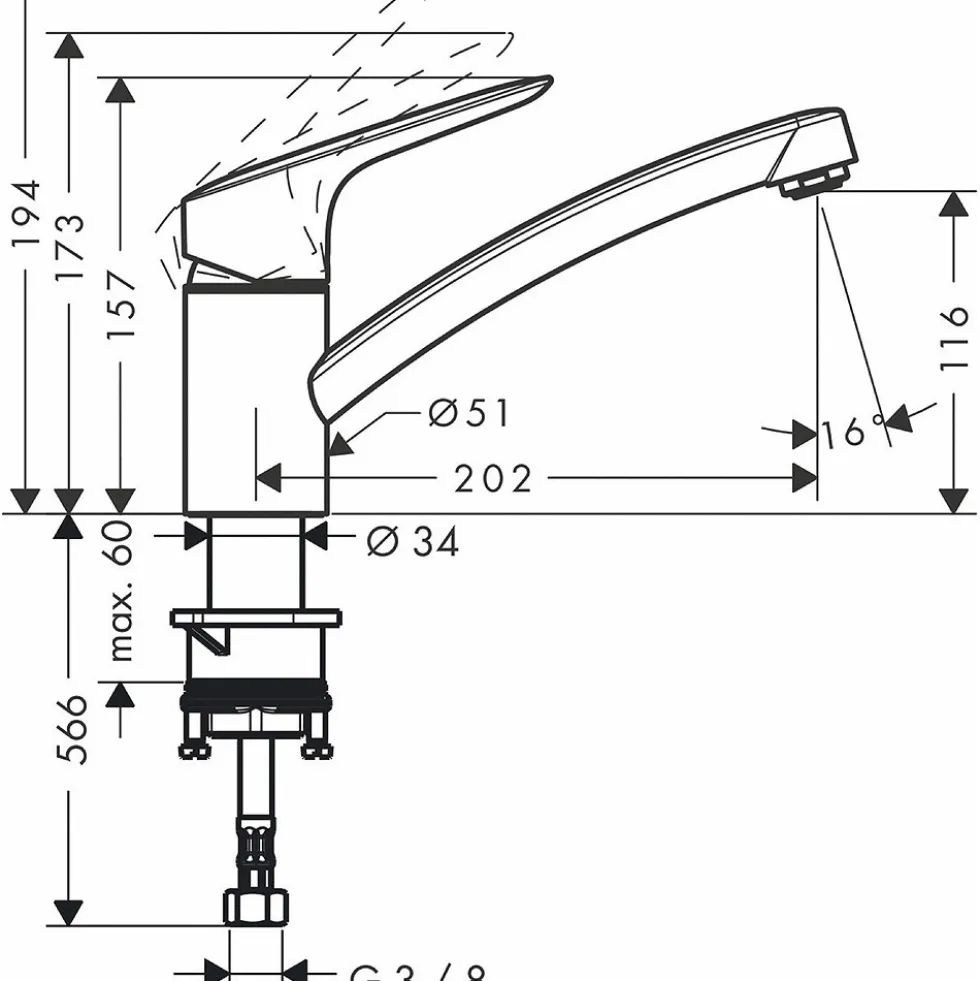 Mitigeur d'évier - Logis 120 Eco C3 HANSGROHE
