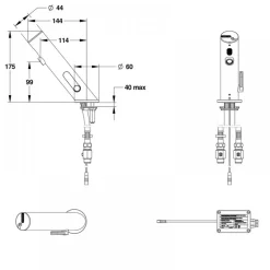 Mitigeur lavabo électronique sur plage - avec robinet d'arrêt - Linea PRESTO