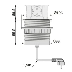 Multiprises à encastrer - rétractable - 5 prises - Vertikal Push 100 EMUCA