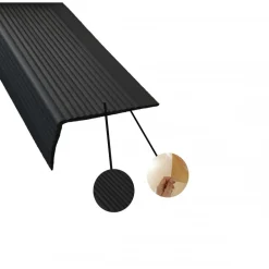 Nez de marche antidérapant souple adhésif strié noir - 45 x 75 x 3000 WATTELEZ