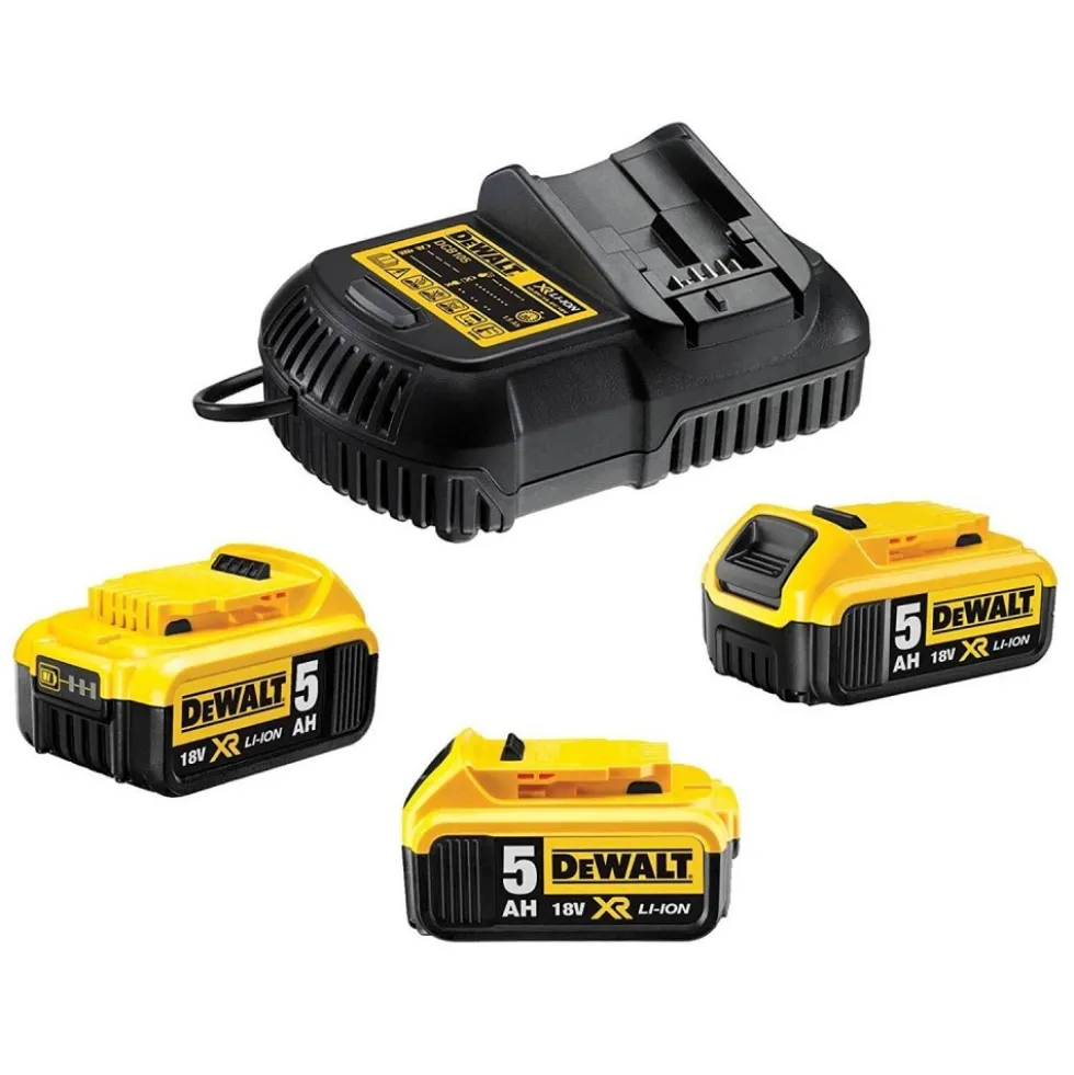 Pack 3 batteries XR 18V 5Ah Li-Ion + chargeur DEWALT