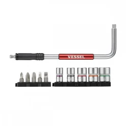 Pack clé 2 en 1 avec 5 embouts et 5 douilles 1/4" VESSEL