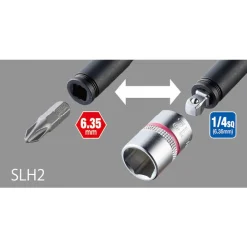 Pack clé 2 en 1 avec 5 embouts et 5 douilles 1/4