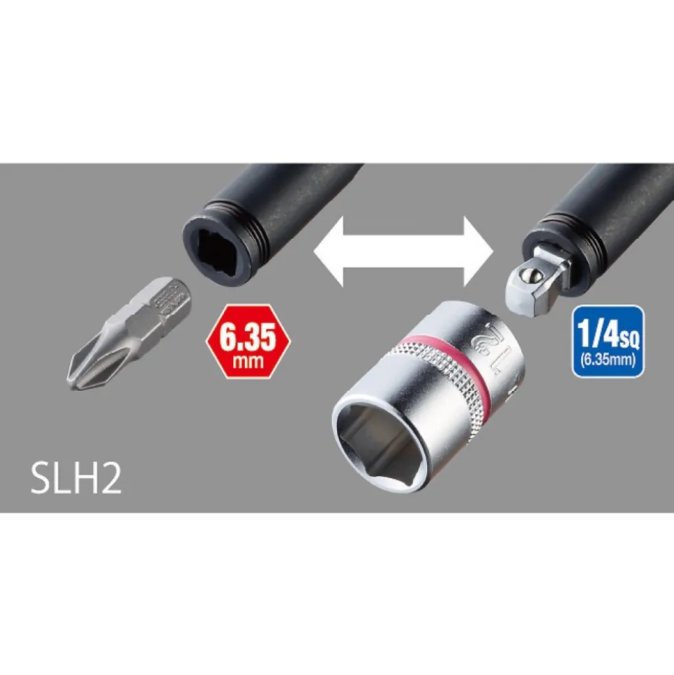 Pack clé 2 en 1 avec 5 embouts et 5 douilles 1/4" VESSEL