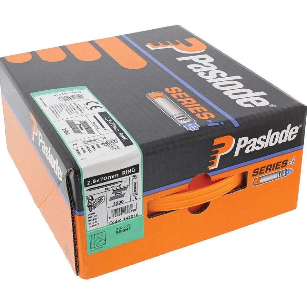Pack clous crantés pour cloueur à gaz - diamètre 2,8 mm - par 3750 PASLODE
